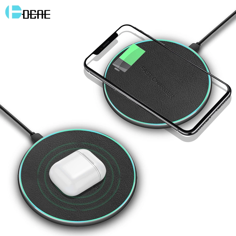 

DCAE Qi Wireless Charger For iPhone 8 X XS Max XR 11 Airpods 10W Quick Charge for Samsung S8 S9 S10 Note 10 9 Fast Charging Pad
