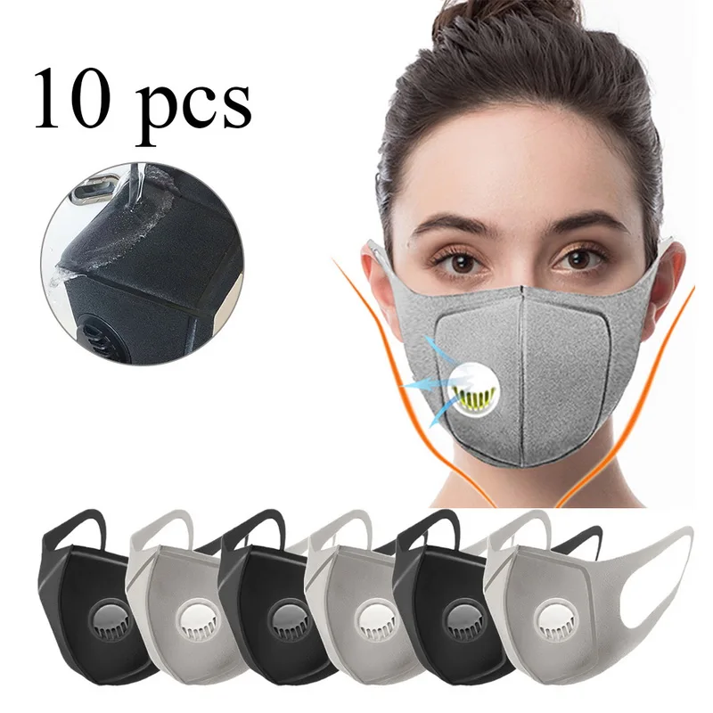 

10Pcs Sponge Dust Masks - Respirator Mask With Breath Valve Anti-Dust Anti Pollution Face Mouth Mask Breathable For Men Women