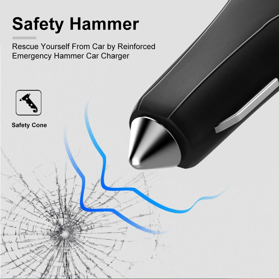 QGEEM 4 USB Автомобильное зарядное устройство для iPhone Quick Charge 3 0 портативное Hammer
