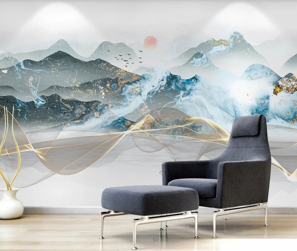

Custom mural wallpaper modern Chinese atmosphere abstract stone landscape series TV background wall