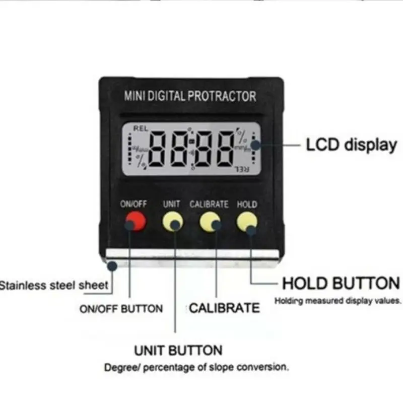 

Black Mini Digital Display Dipmeter Slope Level Measuring Cube Tilt Angle Gauge Digital Lcd Protractor