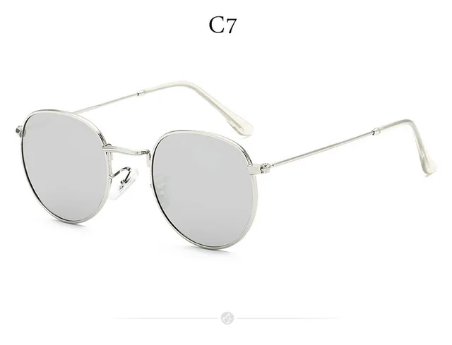 Роскошный бренд 3447 круглые металлические стильные зеркальные солнцезащитные очки мужские и женские винтажные Ретро фирменные дизайнерские солнцезащитные очки Oculos De Sol - Цвет линз: 3447 C7