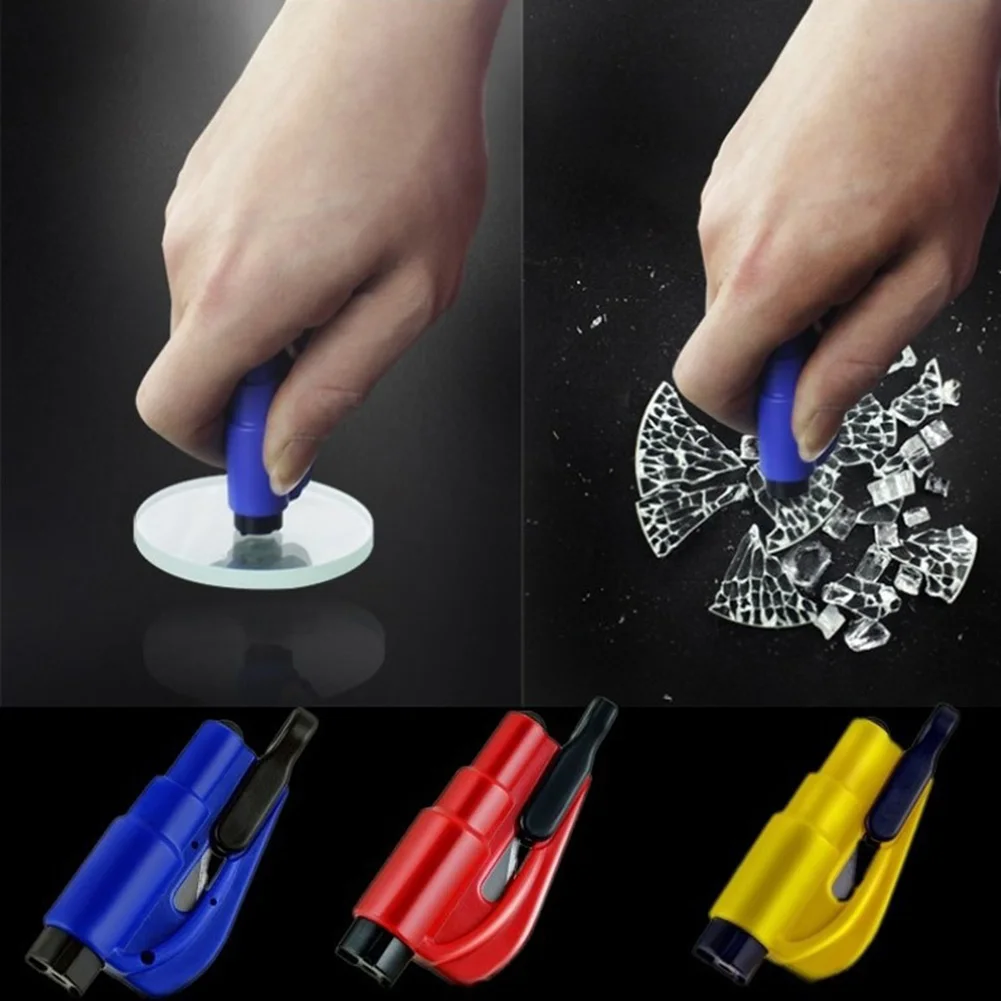 Mini Safety Hammer Keychain Car Window Glass Breaker Seatbelt Cutter 2 In 1 Portable Spring Type Escape Hammer Auto Rescue Tool