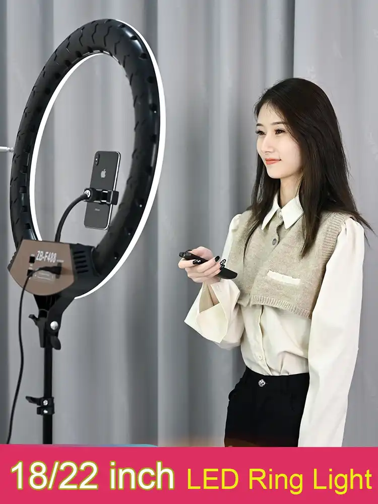 Photo Studio Selfie LED Ring Light 18" 22" Lamp Dimmable 3200-5600K 3 Phone Holder with 2M Tripod Stand for Youtube Video Photo