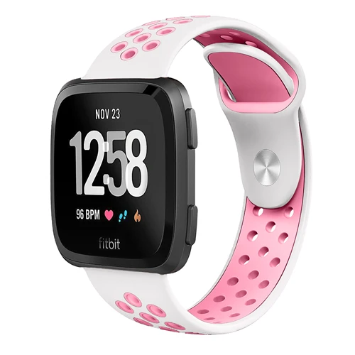 Lbiaodai Sport band For fitbit versa strap Silicone correa wrist Replacement Bracelet belt for fitbit smart watch Accessories - Band Color: White pink