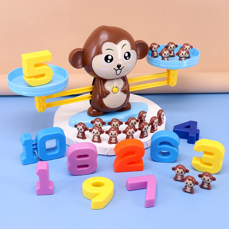 

Math Match Game Board Toys Monkey Match Balancing Scale Number Balance Game Kids Educational Toy to Learn Add and Subtract