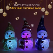 

LED Christmas Night Light 7 Color Lamp Changing Snowman Light Up Decoration Animated Desktop Ornaments With Hat & Scarf For Home