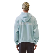 Winter High Street ESSENTIALS Reflective Letters High-Quality Cotton Plus Velvet Couple Clothes Shopping Outdoor Running Hoodie