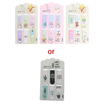 

6pcs/set Fresh Cactus Magnetic Bookmarks Book Marker Page Clip Office Supplies