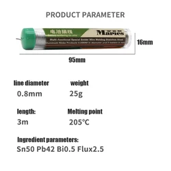 Fil à souder 0.8mm X 3M, usage spécial pour la batterie, panneau métallique, soudage, téléphone portable, réparation, outil de fil à souder 