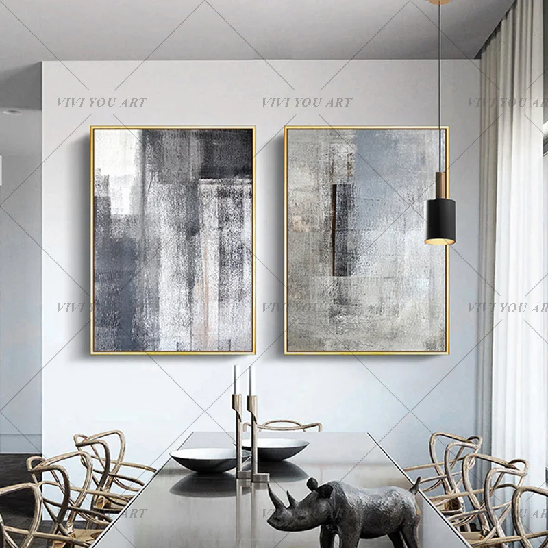 High Quality Hand-painted Abstract Painting Large Original Oil Painting Modern Art Taupe White Black Contemporary Design Canvas
