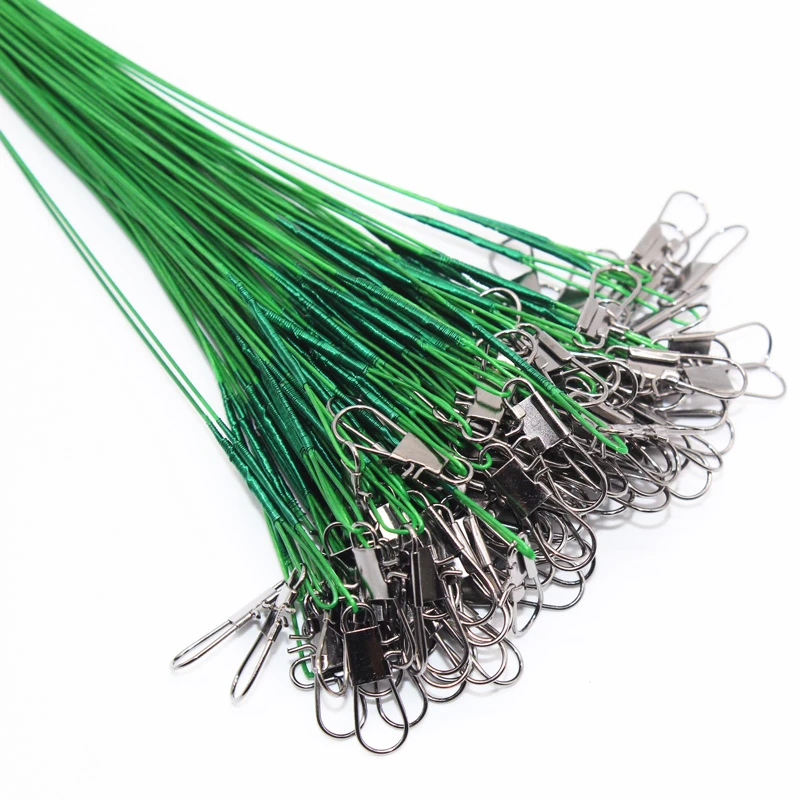 20pcs Steel Fishing Line Steel Wire Leader With Swivel Olta Fishing