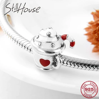 

High quality 925 Sterling Silver Christmas Cake cup Charms beads fit Original European Charm Bracelet Jewelry making