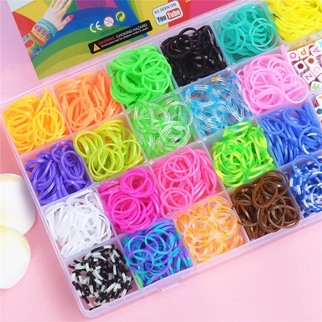1500 Pieces Rainbow Rainbow Rubber Band DIY Handmade Bracelet Tool Kit Beaded Toys For Girls Elastic Craft Toy Christmas Gifts 4
