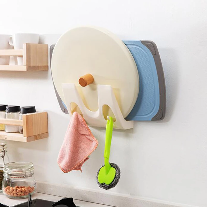 

New Useful Kitchen Accessories Pot Lid Shelf Kitchen Organizer Pan Cover Lid Rack Stand Wall-mounted punch-free
