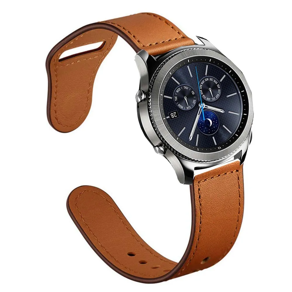 20 22 из натуральной кожи петлевой ремешок для samsung galaxy watch 46 42 s2 s3 gear sport huawei watch GT ремешок Ticwatch 1 2 pro браслет