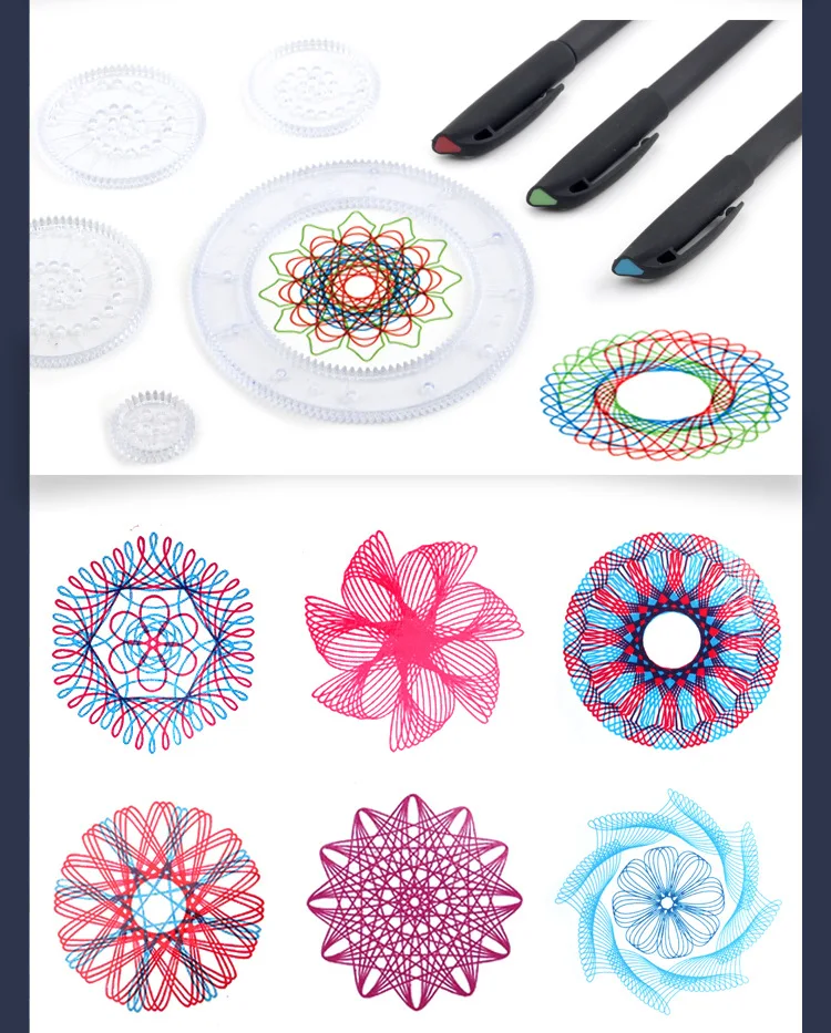 22 шт., Spirograph игрушки для рисования, набор, Переплетенные шестерни и колеса, аксессуары для рисования, креативная развивающая игрушка для детей, игрушка в подарок