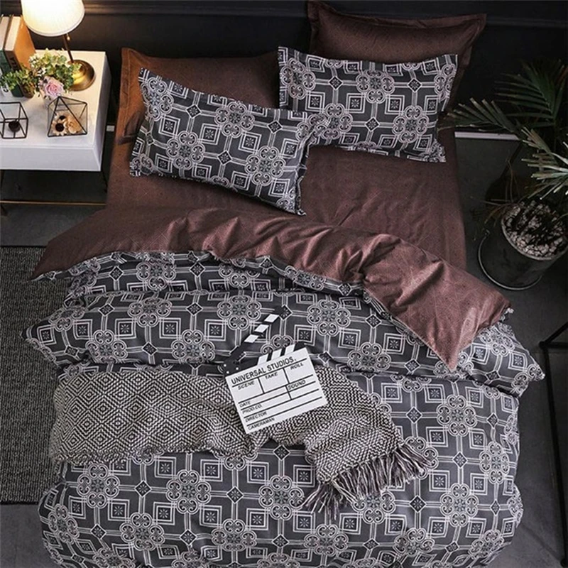  Claroom New Arrival Classical Double sided Bed Linings Concise Style Bedding Set Quilt Cover Pillow
