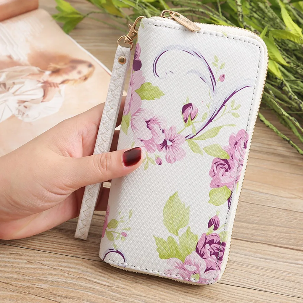 

Floral Print Women’ s small wallet 2020 New Fashion Long Pattern Zipper Card Bag Wallet monederos para mujer кошелек женский