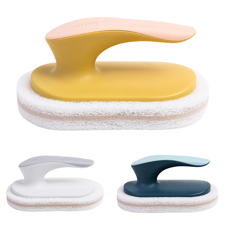 

Kitchen Cleaning Bathroom Toilet Glass Wall Cleaning Bath Brush Plastic Handle Sponge Bottom Bathtub Brush Window Cleaner Gadget