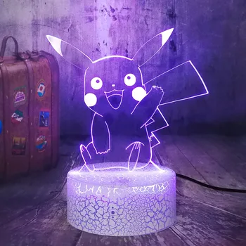 

Pikachu Baby Pokemon Go Action Figure 3D LED Optical Illusion Night Light 7 Colorful Changing USB Touch Table Desk Lamp Kids Toy