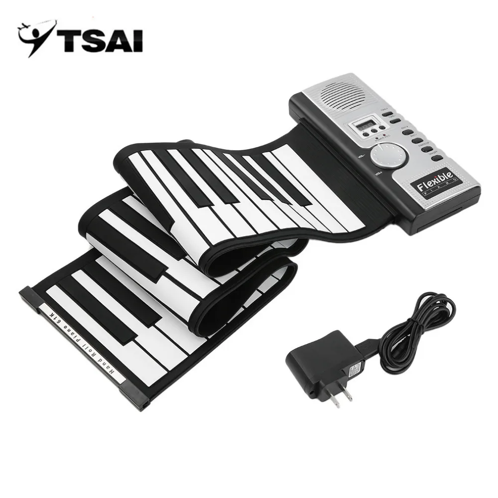 

TSAI Piano Electronic Black and White 61 Keys Universal Flexible Roll Up Soft Keyboard Piano for guitarra players popular Hot