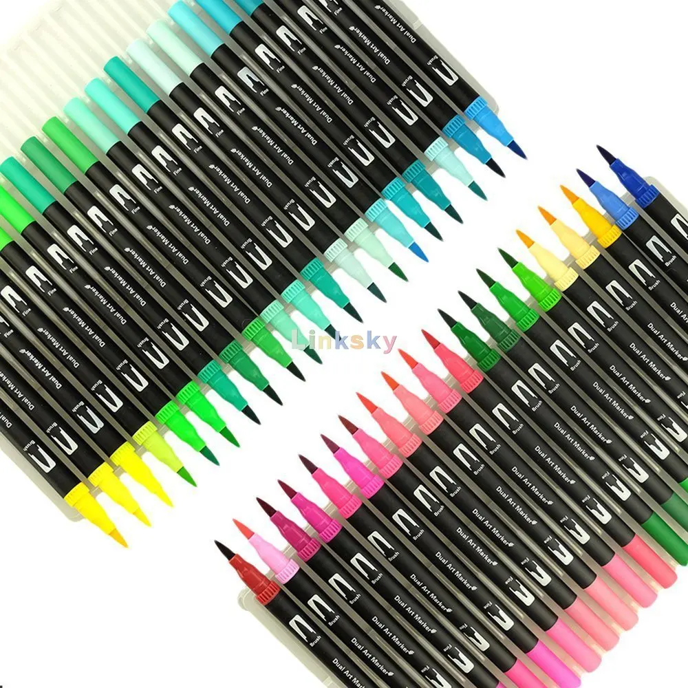 hhhouu 100 Colors Fine Tip Markers Dual Tip Brush Pens Art Markers Set —  CHIMIYA