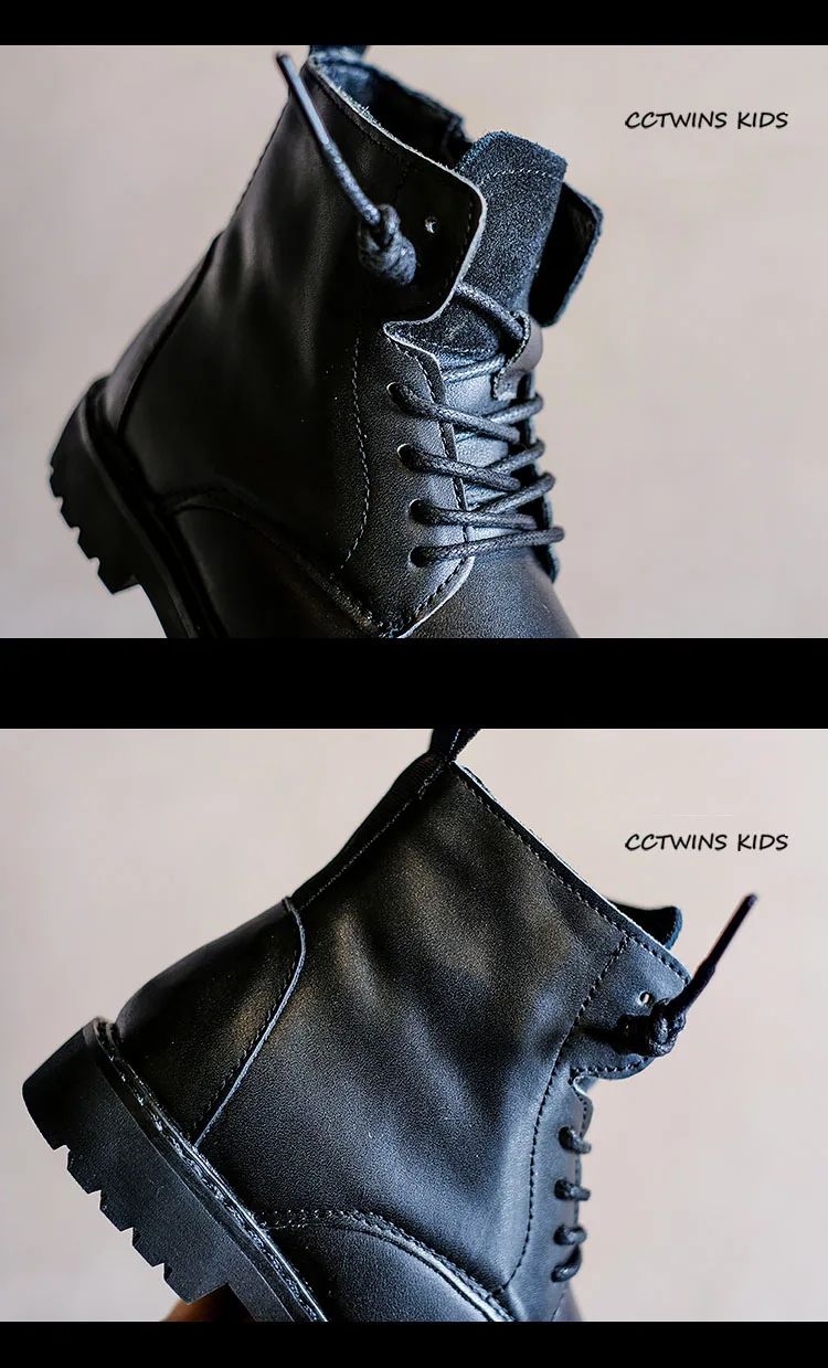 CCTWINS/детская обувь; коллекция года; Зимние Модные Ботинки martin для девочек; детская теплая обувь из натуральной кожи; черные короткие ботинки для маленьких мальчиков; MB139