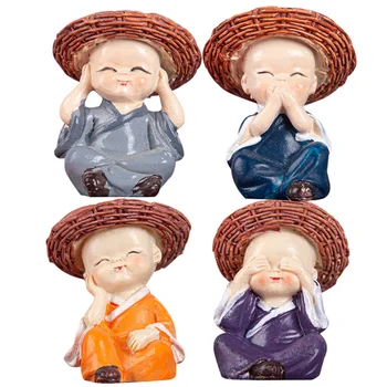 

Little Monks Decor Funny Interesting Lovely Tabletop Adornment Desktop Decoration Resin Crafts for Indoor Home Living Room
