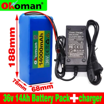 

36V 10s4p 14Ah 500W high power capacity 42V 18650 lithium battery pack 14000mAh electric bicycle bicycle scooter BMS+charger