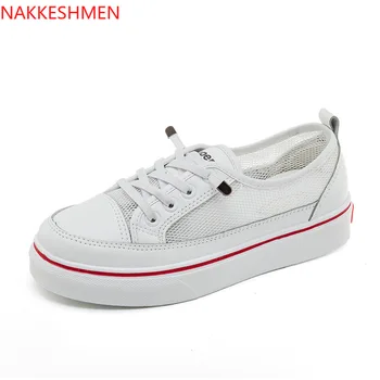 

NAKKESHMEN-Breathable White Shoes Female 2020 Summer New Students Wild Mesh Sneakers Women Ins Street Running Shoes