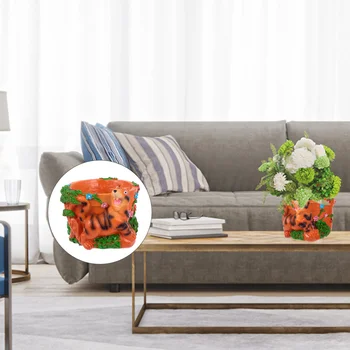 

Adorable Succulent Flowerpot Cartoon Resin Planter Desk Ornament Decoration