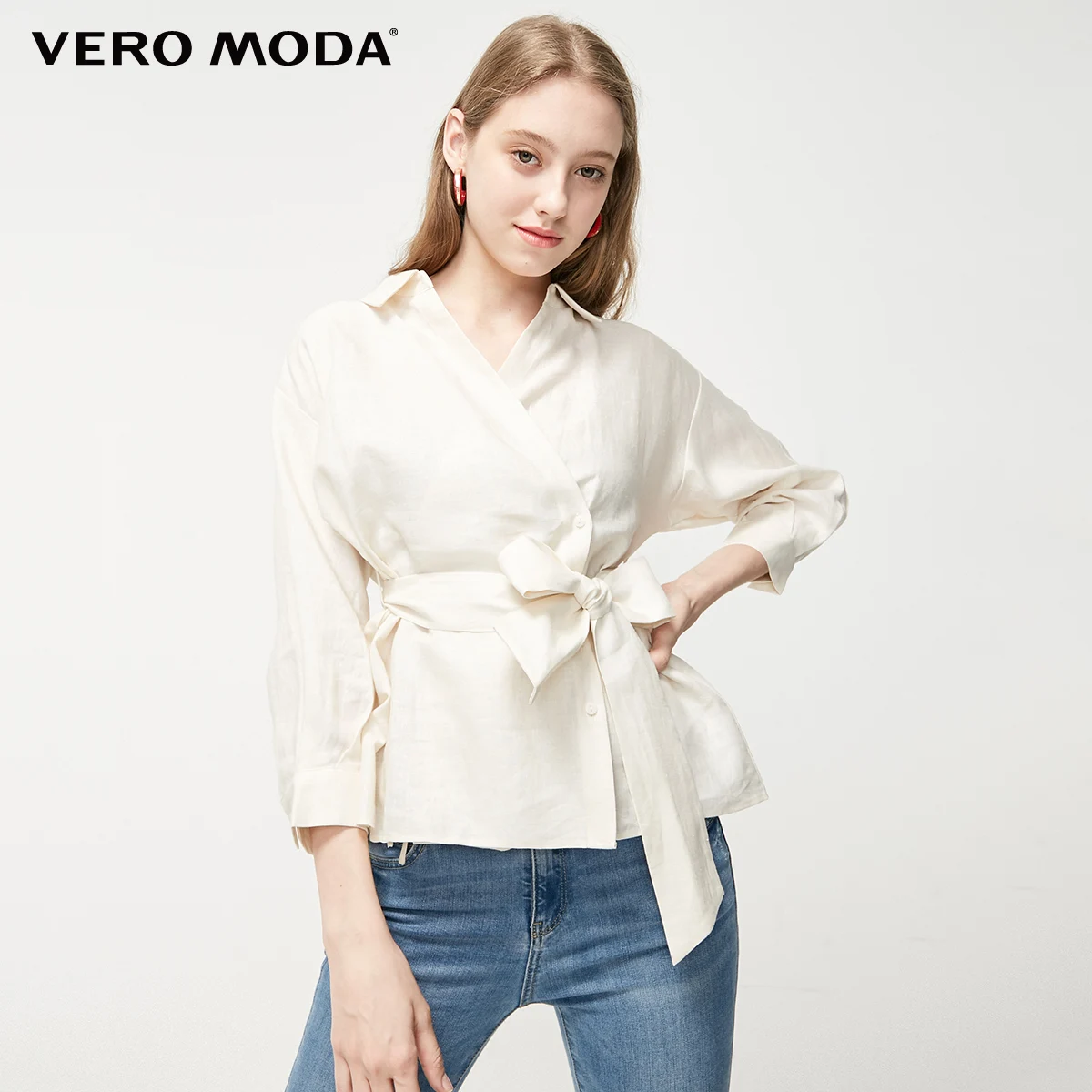 Vero Moda женская рубашка в минималистическом стиле с декоративной талией | 319131530 - Цвет: Eggnog