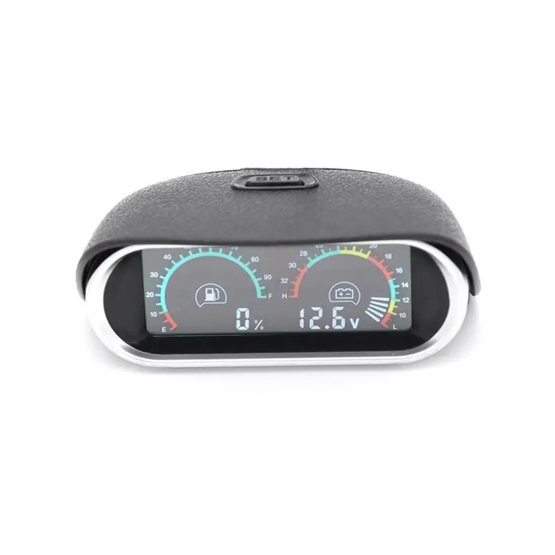 2 в 1 горизонтальный 12 v/24 v ЖК-дисплей Цифровой walkie talkie автомобильное грузовик вольтметр измеритель величины напряжения универсальный мазута измерителем влажности и температуры Указатель уровня топлива