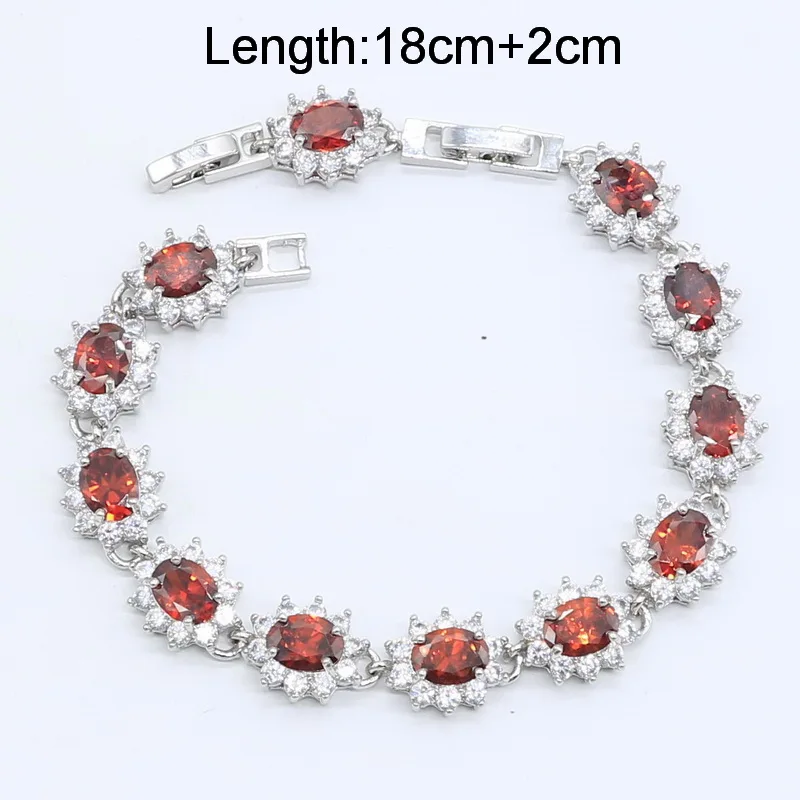 925 серебряные Свадебные украшения наборы для женщин красный циркон браслет серьги ожерелье кулон подарочные коробки для колец