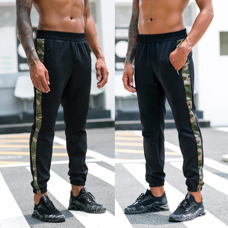 NEW Mens Running Long Pants Side Camouflage Pocket Skinny Pencil Pants Winter Male Sweatpants Gym Bodybuilding Sportswear