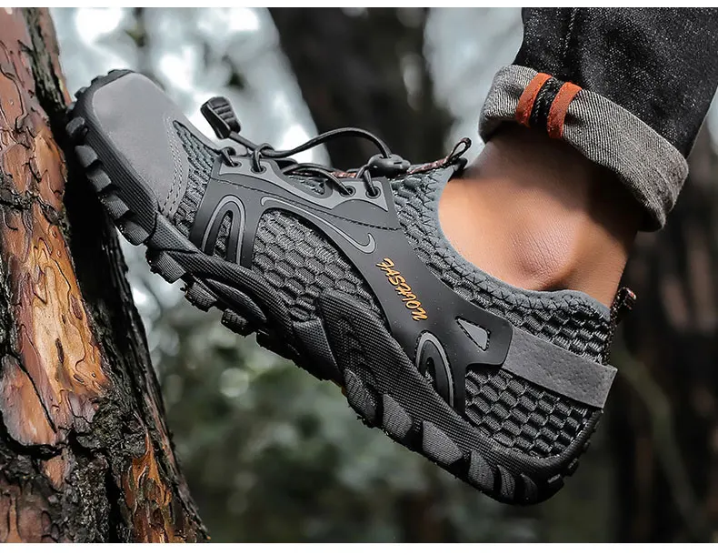 Мужская Уличная походная обувь; очень большие размеры 39-50; удобные сетчатые дышащие горные треккинговые кроссовки; легкая мужская обувь