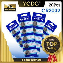 Ycdc 20 pces 3 v volt cr2032 moeda bateria de íon de lítio placa principal controle remoto substituição da bateria dl2032 kcr2032 br2032 kl2032