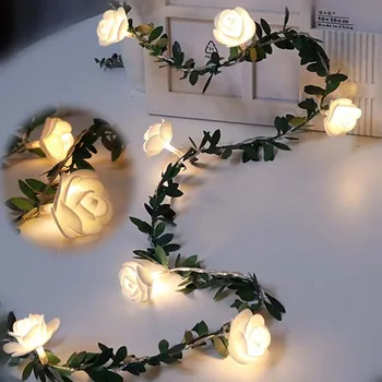 

Rose Flower led Fairy String Lights Battery Powered Wedding Valentine's Day Event Party Garland Decor Luminaria