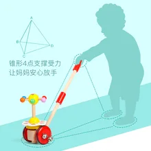 Детская игрушка на колесиках, деревянная музыкальная толкатель для детей, однополюсная ручка для Semi-2 1 года, для маленьких девочек