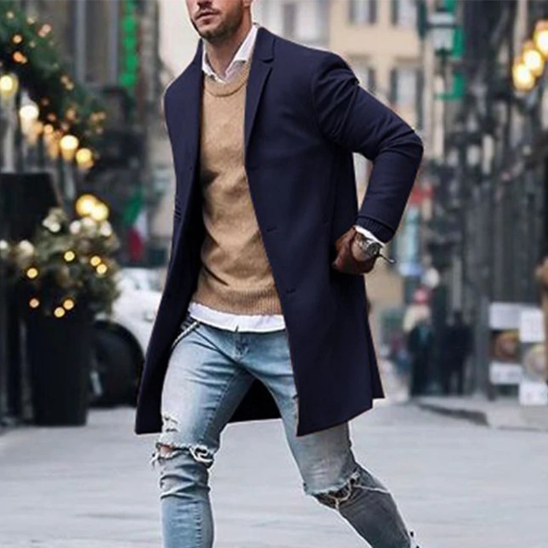 Tanie CHANWELL 2019 zima męski długi płaszcz z długim rękawem Casual Blazers kurtki ciepłe Plus rozmiar casaco masculino Streetwear abrigo hombre