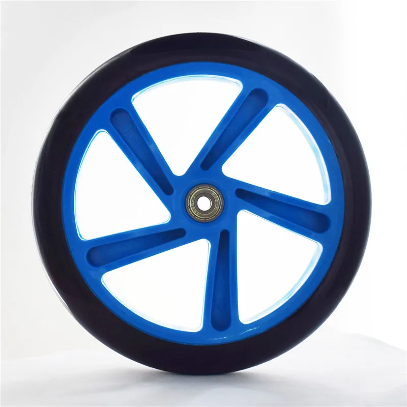 20 см синие большие колеса самоката колеса прочные 20 см X 4 см красный PU Эластичный анти-вибрации катание 200 мм Диаметр тележки колеса ABEC7 - Цвет: Blue 200mm