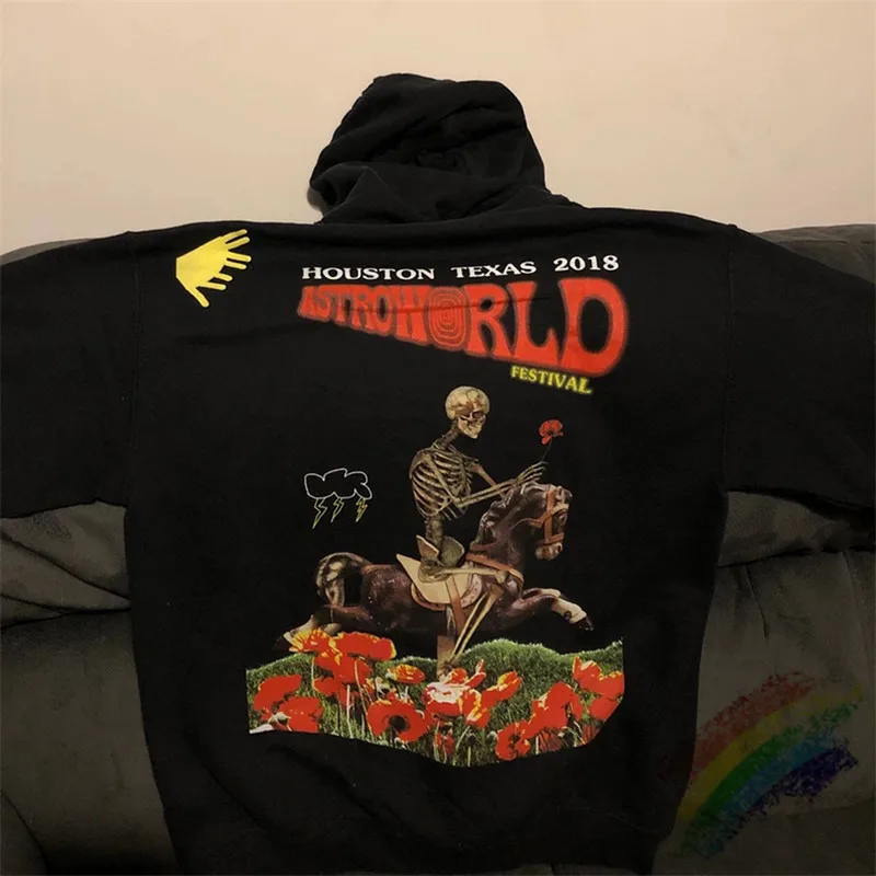 Мужская и Женская толстовка с капюшоном Travis Scott Festival Astroworld черный пуловер в стиле