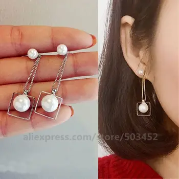 

200pairs/lot Factory Price Fashion Long Earring New Style Tassel Earring Imitation Pearls Earring For Women Chain Ear Cuff