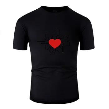 

Letters Heart Love Circuitry Electrically Disk Microchip Men's T Shirt 2020 O Neck T-Shirt Man Male Short-Sleeve Top Quality