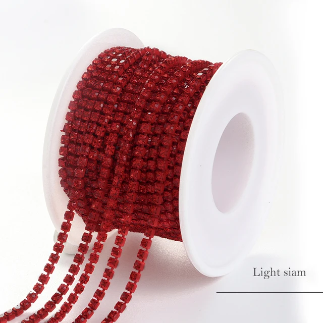 XiChuan 1 Yard 10 Colors Claw Rhinestone SS6 SS8 Crystal Tassel Diy Clothes Earring Accessories Beads Diamond Rhinestone Chain Light siam