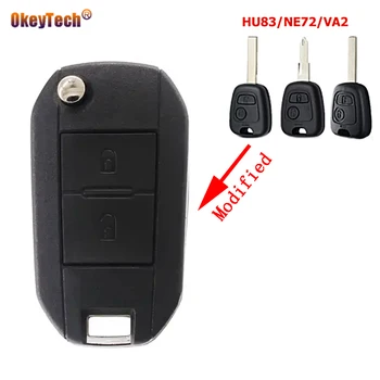 

Okeytech Modified 2 Button Flip Car Key Case Shell Cover For Peugeot 206 207 307 407 For Citroen C1 C2 C3 C4 C5 HU83/VA2/NE72