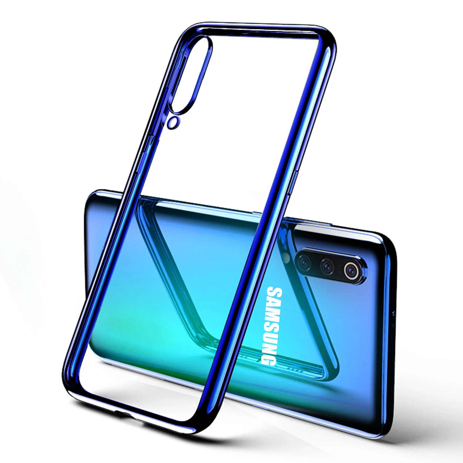 Чехол для samsung Galaxy A50 A50S A30 A30S A40 A40S A20 A20S A20E A10 A10S A70 Роскошный прозрачный термопластичный полиуретан силиконовый чехол чехлы для телефонов - Цвет: Синий