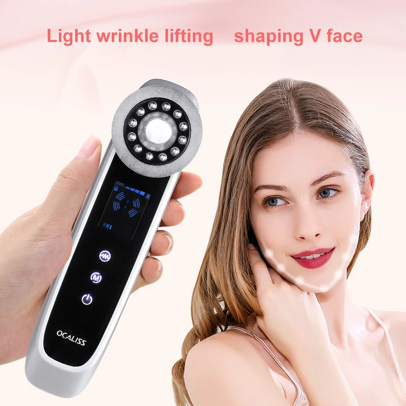 

Ultrasonic RF Beauty Equipment EMS Microcurrent Face Lift Skin Care Cleansing LED Light Vibration Home RF Beauty Device Machine