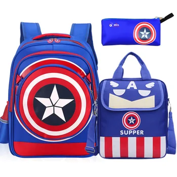 

3D NEW boy cartoon Folding school bag students waterproof backpack travel Stationery bags Captain America children school bag